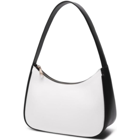 Handbags - Women Black& White Imported Polyester Leather Zipper Closure Cute Tote Handbag
